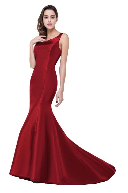 BMbridal One Shoulder Red Mermaid Long Party Gowns