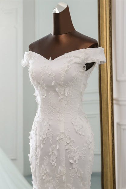 BMbridal Gorgeous Tulle Sweetheart Long Mermaid Wedding Dresses with Lace Online