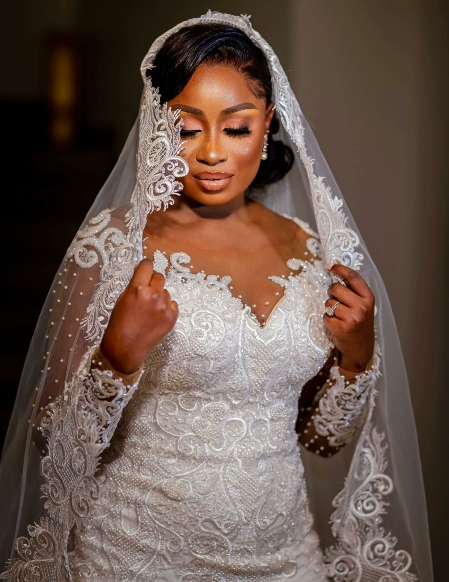 Bmbridal Long Sleeves Mermaid Wedding Dress With Lace On Sale-BMbridal