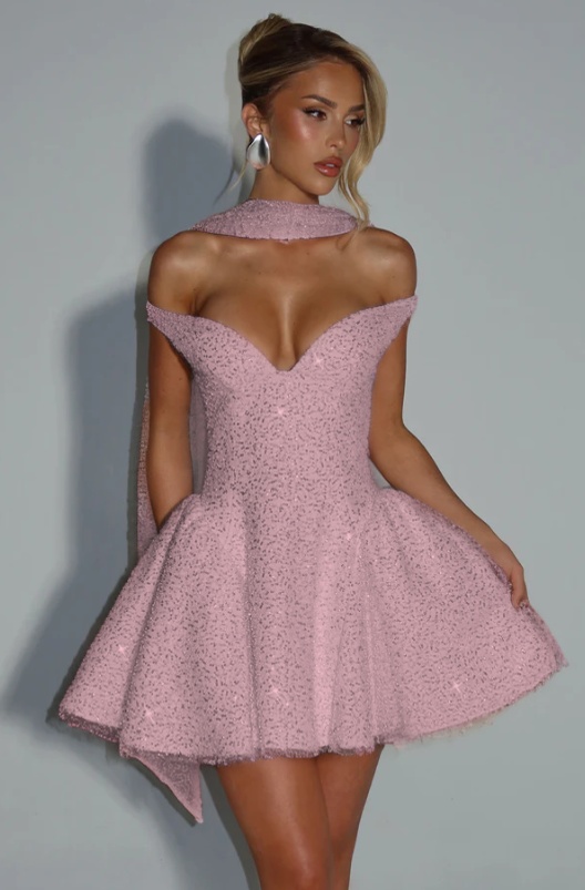 Off the Shoulder Sleeveless Short A Line Prom Dress With Sequin