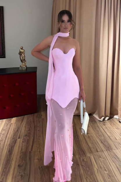 Strapless Sweetheart Sleeveless Long Mermaid Prom Dress With Beading