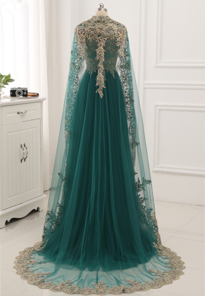 BMbridal Elegant Tulle Jewel Beading Appliques Prom Dresses with Ruffles Online
