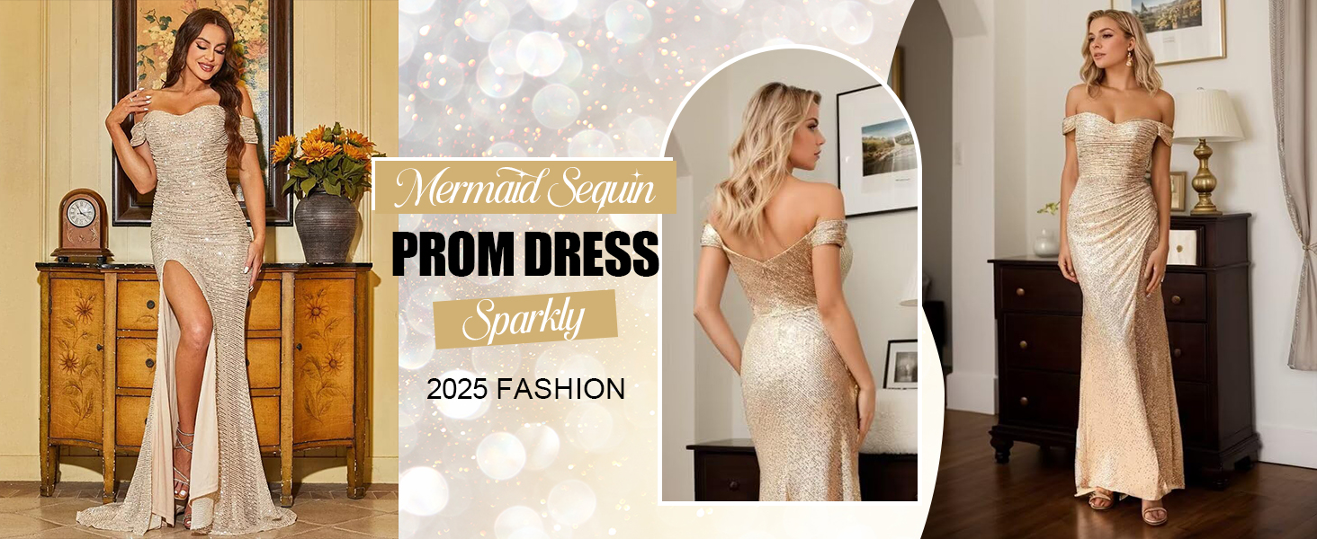 sequin prom dresses 2025 sprakly sequin prom dresses for women sequin mermaid evenig prom gowns