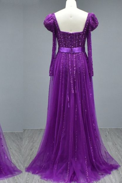 Bmbridal Long Sleeves Square Evening Dress Mermaid With Beadings
