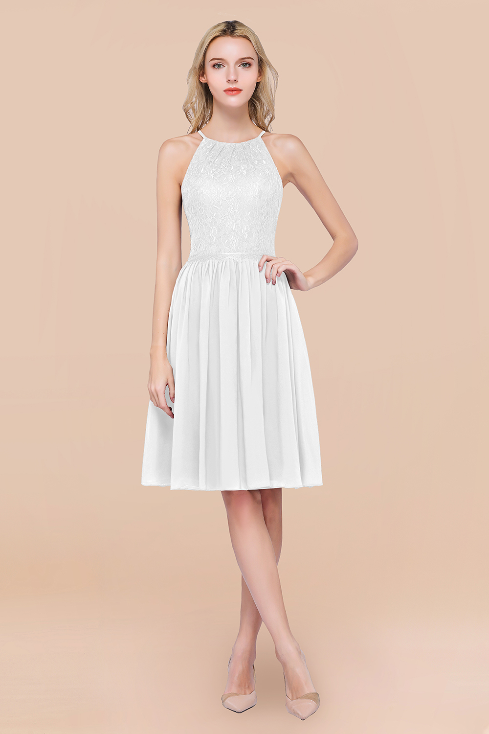 BMbridal Lovely Burgundy Lace Short Bridesmaid Dress With Spaghetti-Straps-BMbridal