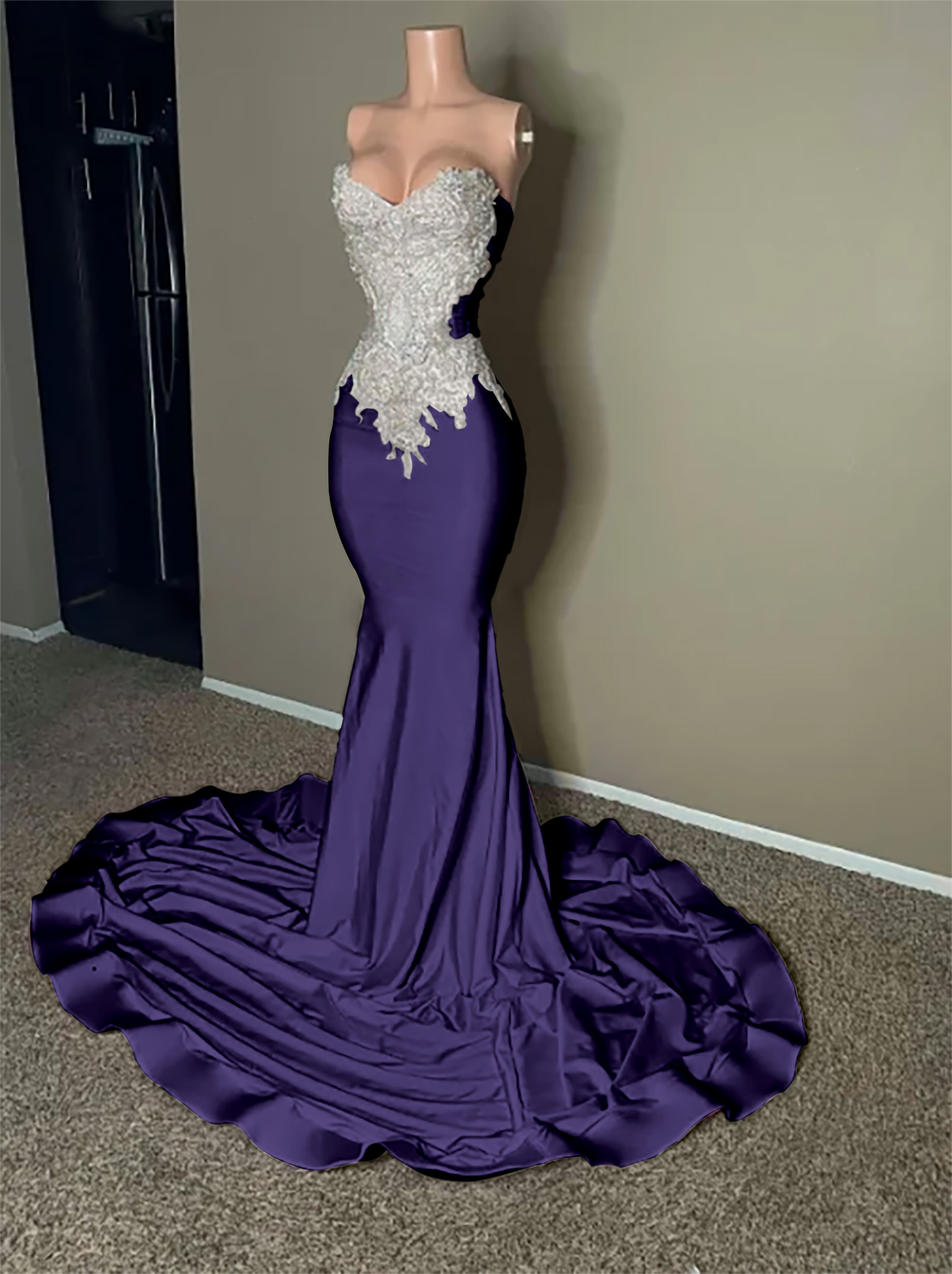 Stunning Pink Sleeveless Strapless Mermaid Long Prom Dress With Embroidery