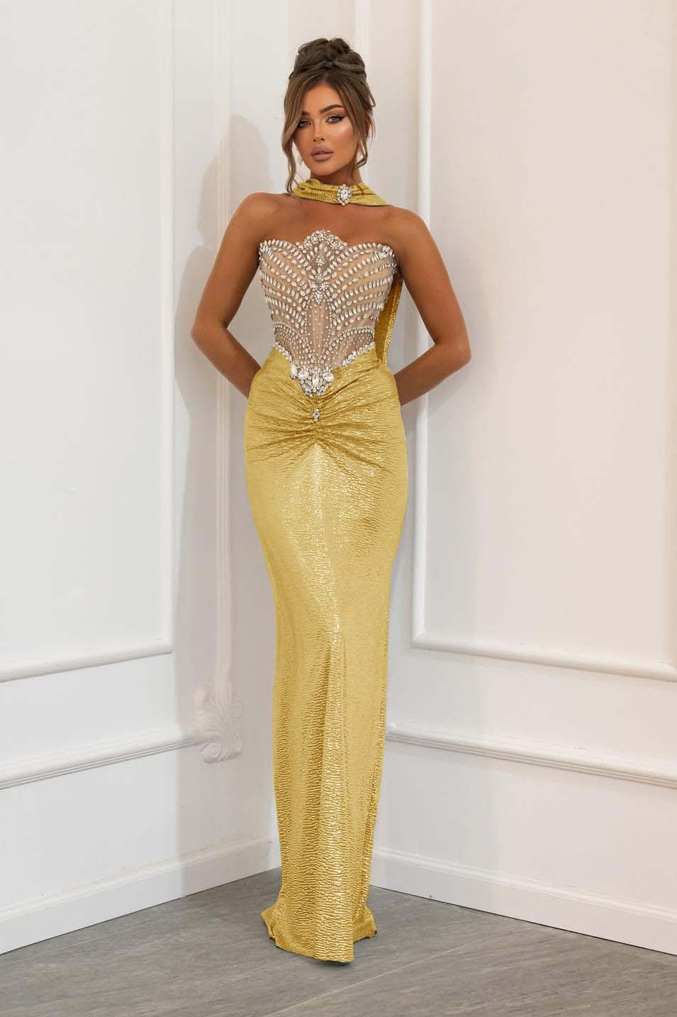 Strapless Sleeveless Long Mermaid Prom Dress With Beading Pleated