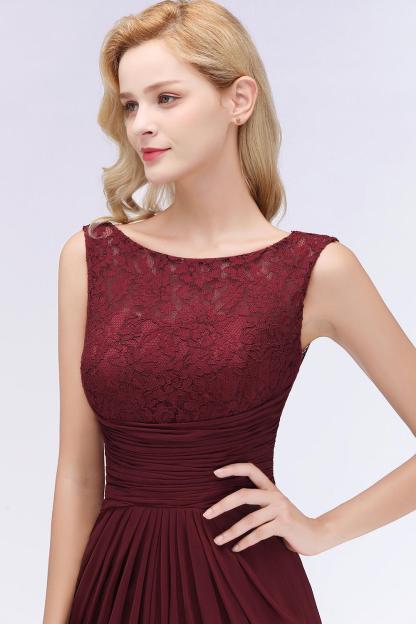 BMbridal Mermaid Burgundy Chiffon Ruffles Evening Dress