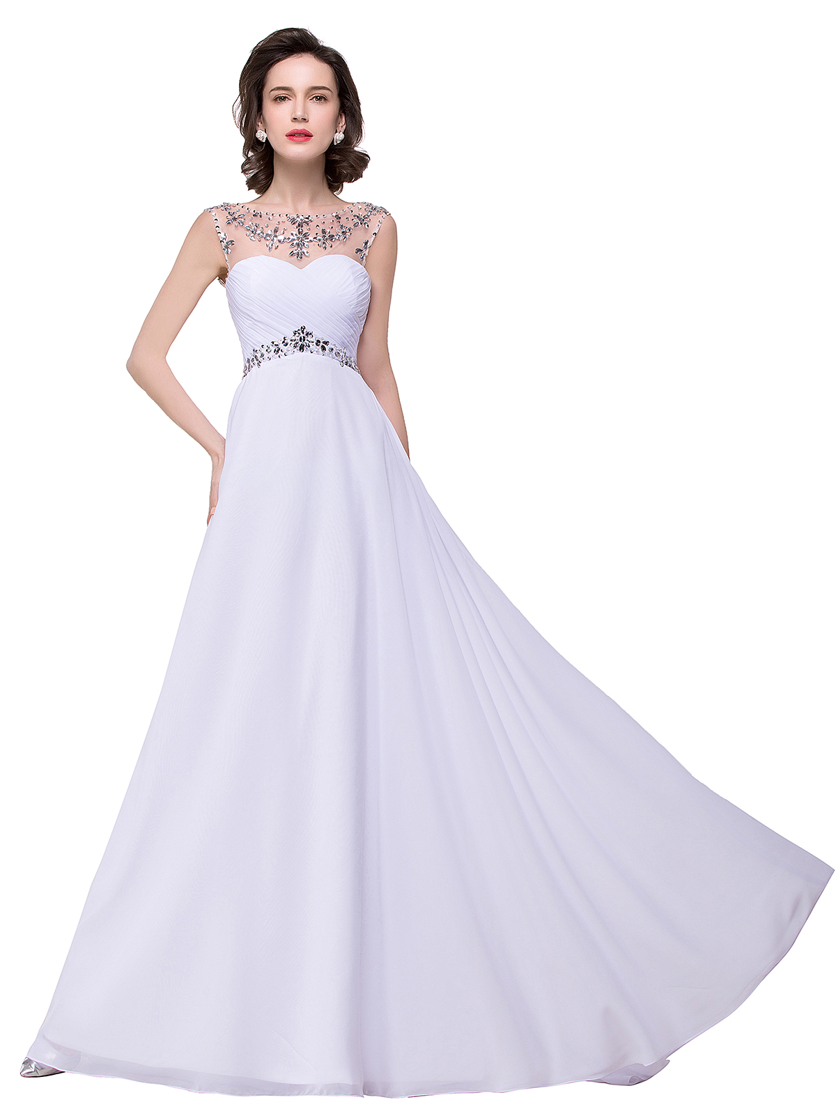 BMbridal A-line Sweetheart Chiffon Evening Dress With Crystal