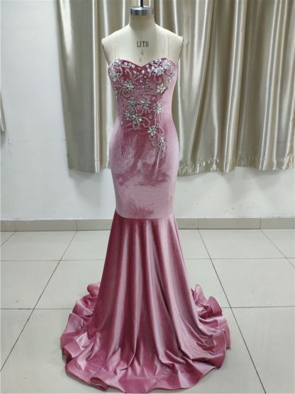 BMbridal Gorgeous Strapless Sweetheart Long Prom Dress with Appliques Beadings Online