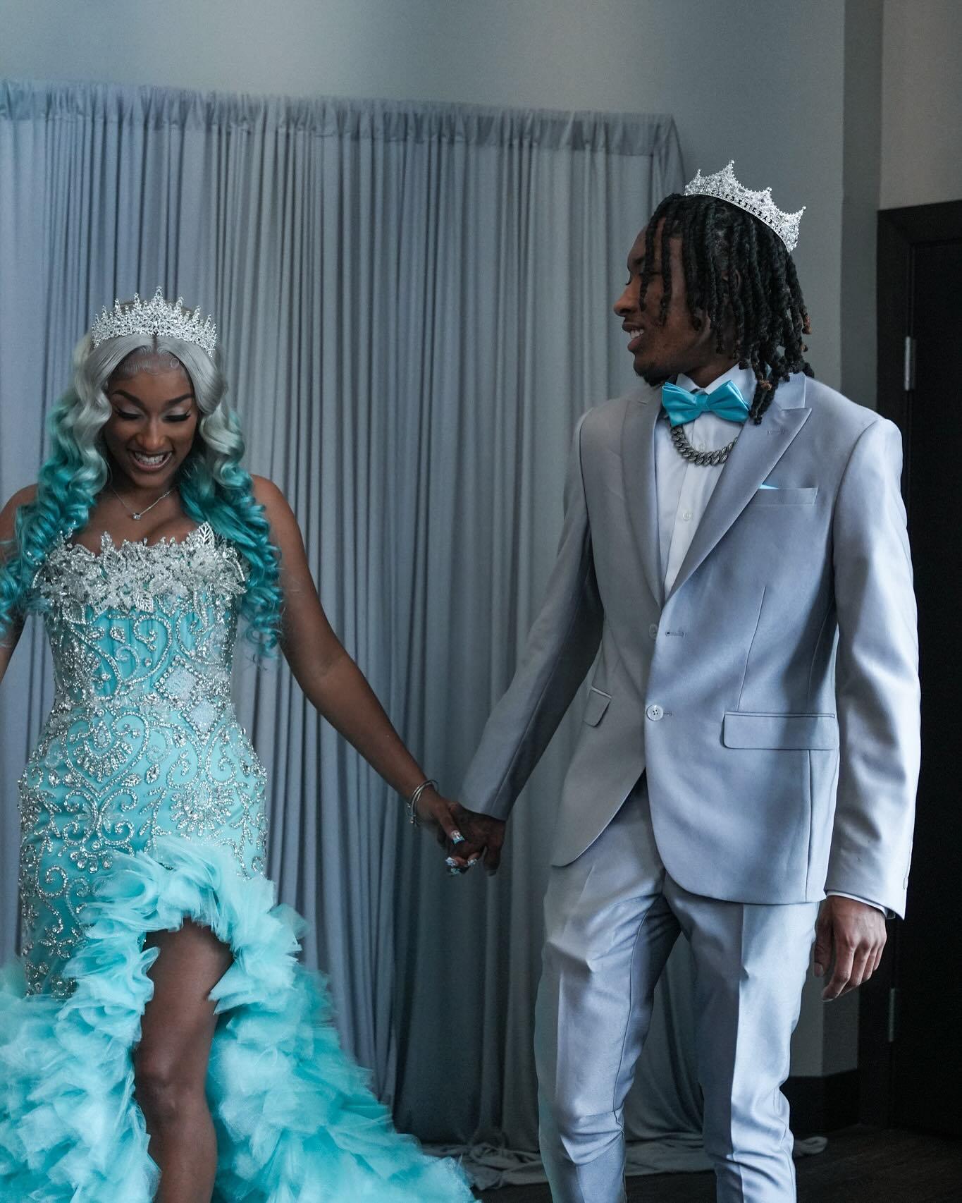 Tiffany Blue Crystal Mermaid Gown - 2026 3D Leaf Bodice & Explosive Ruffle Tiered Prom Dress