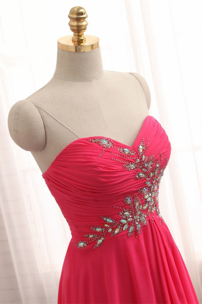 BMbridal Chic Strapless Sweetheart Watermelon Prom Dresses A-Line Ruffles Crystals Evening Dresses Online-BMbridal