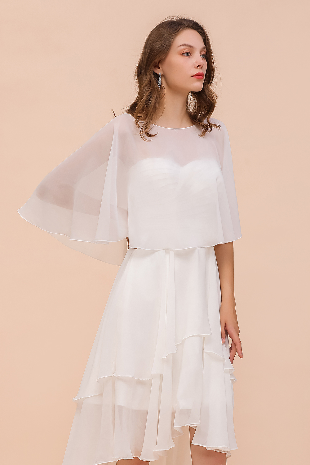 BMbridal White Chiffon Jewel Special Occasions Wraps-BMbridal