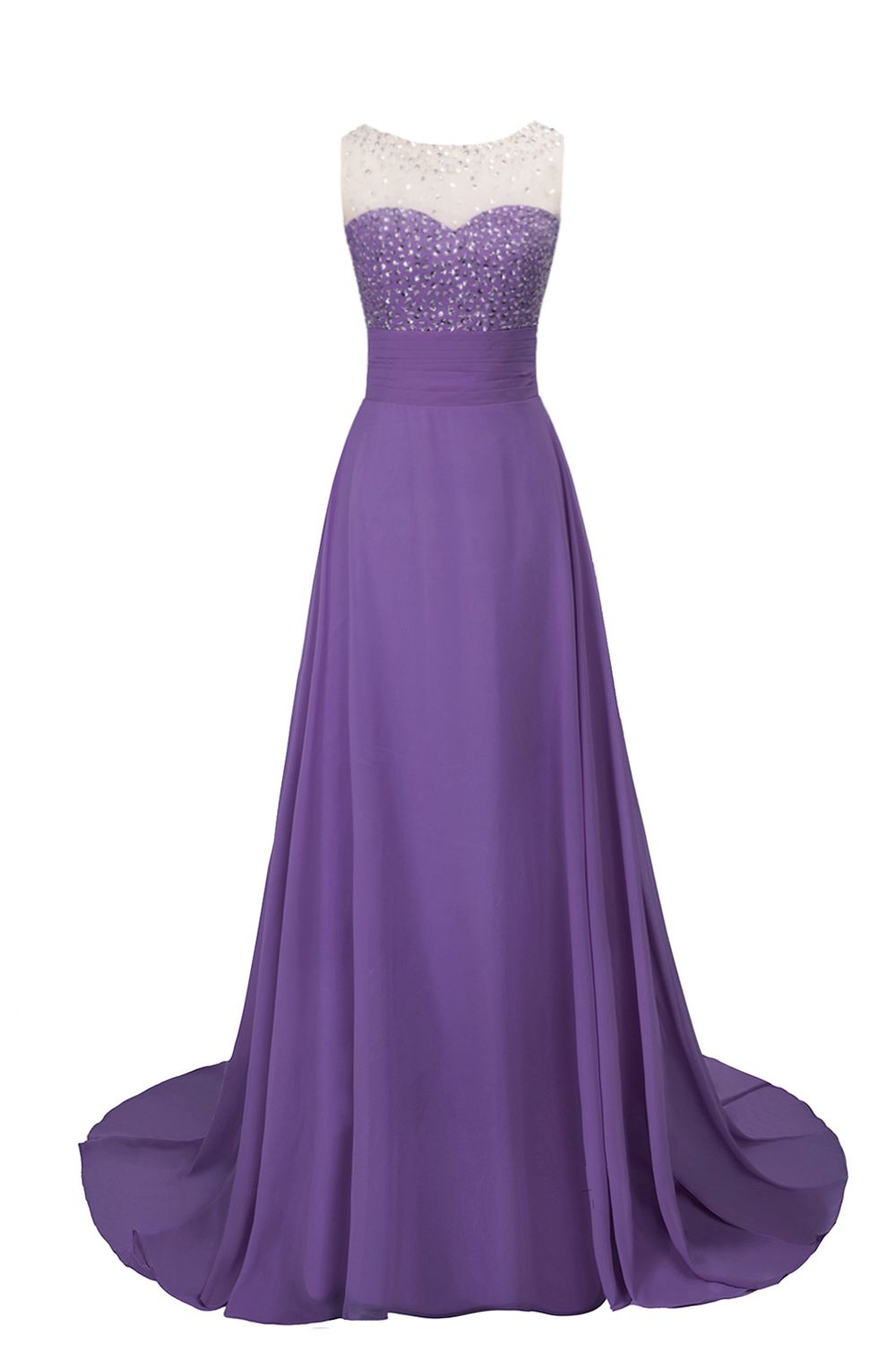 BMbridal Chic Jewel Chiffon Tulle Party Dress with Sequins