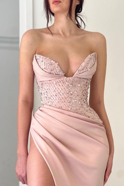 Bmbridal Sweetheart Mermaid Prom Dress Long Split With Sequins