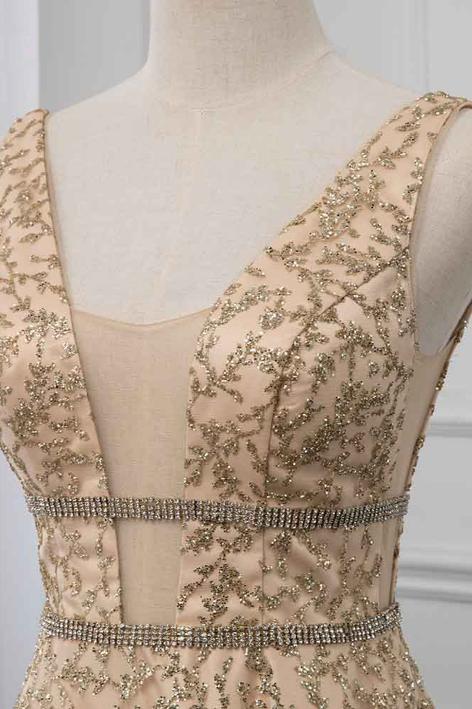 BMbridal Glamorous V-Neck Sleeveless Appliques Prom Dresses with Beadings Online