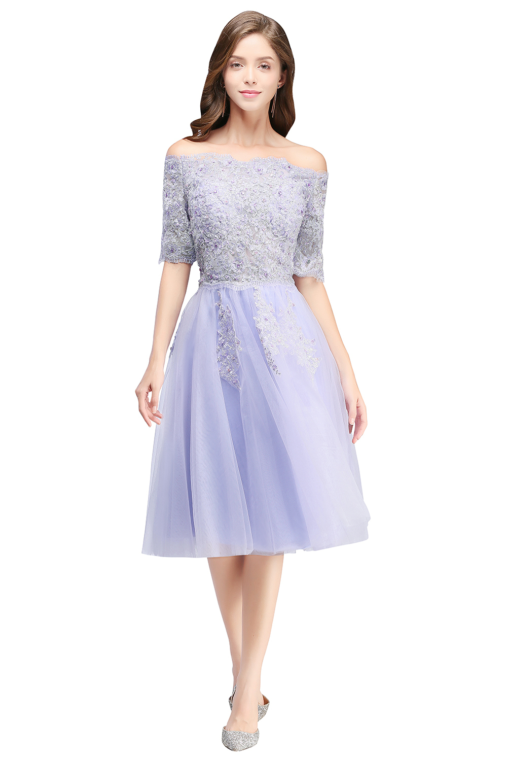BMbridal A-line Short Sleeves Tulle Lace Flower Girl Dress