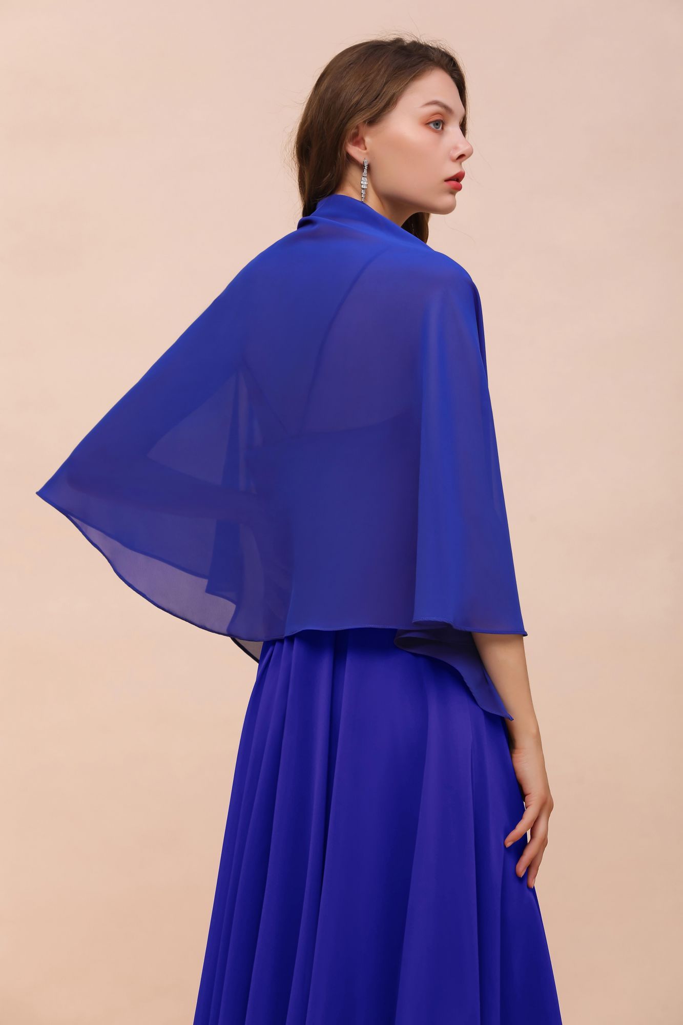 BMbridal Royal Blue Chiffon Special Occasions Wraps-BMbridal