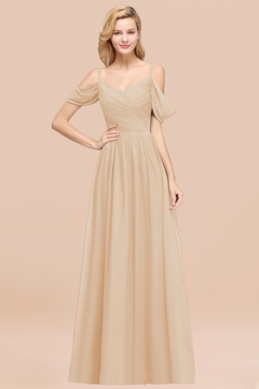 BMbridal Chic Off-the-shoulder Burgundy Bridesmaid Dress with Spaghetti Straps-BMbridal
