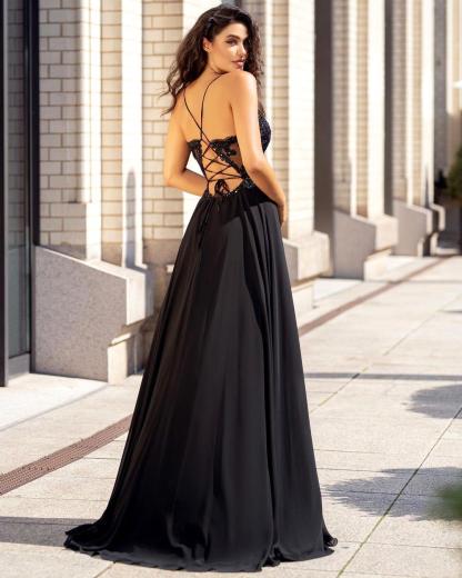 Bmbridal Burgundy Sleeveless Prom Dress Spaghetti-Straps Long