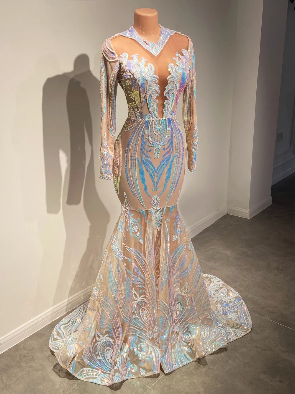 Bmbridal Long Sleeves Sequins Prom Dress Mermaid Online