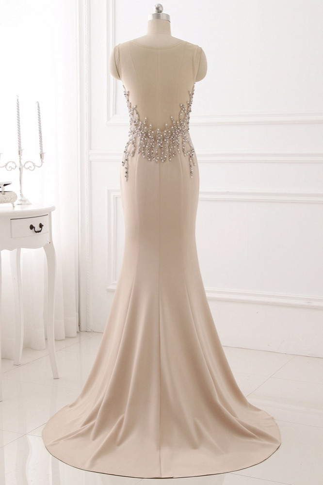BMbridal Elegant Jewel Sleeveless Mermaid Prom Dresses with Pearls Online