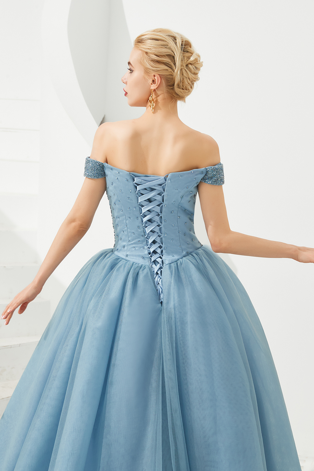 BMbridal Princess Off-the-Shoulder Prom Dress Beadings Sweetheart Ball Gown Evening Gowns
