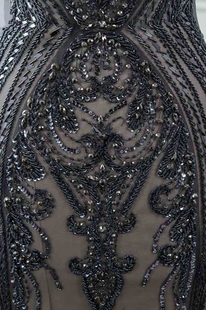 BMbridal Glamorous Jewel Black Mermaid Prom Dresses with Appliques Rhinestones