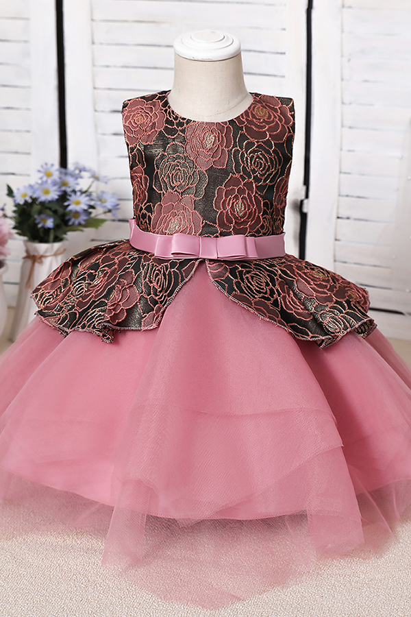 BMbridal Blue Mix Black Lace Flower Girl Dress-BMbridal