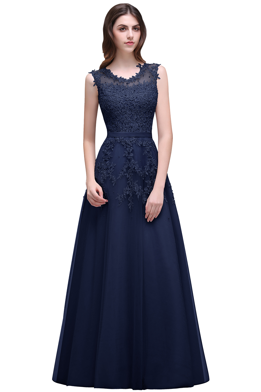 BMbridal A-line Floor-length Tulle Prom Dress with Appliques