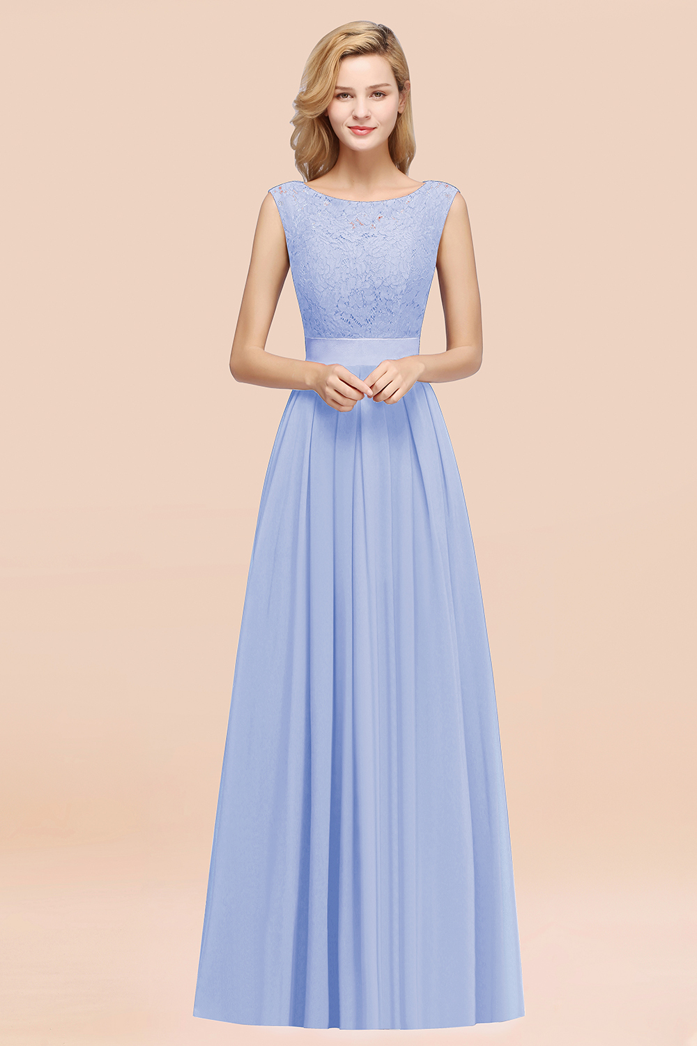 BMbridal Vintage Sleeveless Lace Bridesmaid Dresses Affordable Chiffon Wedding Party Dress Online-BMbridal