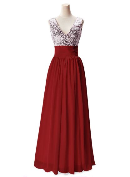 BMbridal A-line V-neck Chiffon Party Dress With Sequined