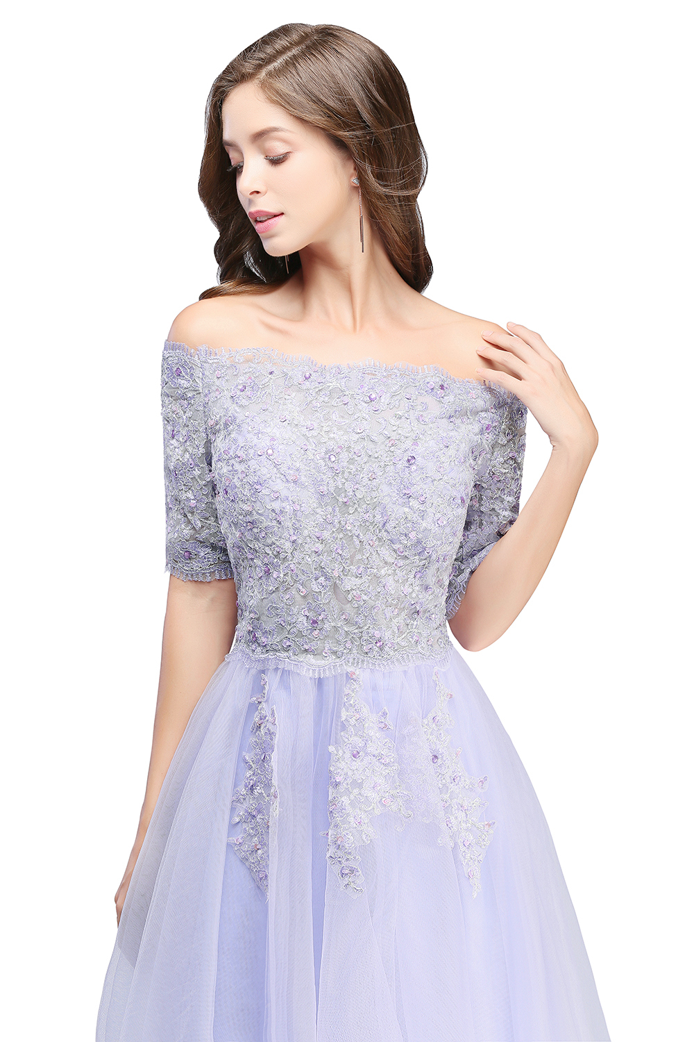 BMbridal A-line Short Sleeves Tulle Lace Flower Girl Dress