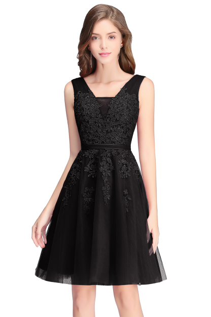 BMbridal A-line Knee-length Tulle Prom Dress with Appliques