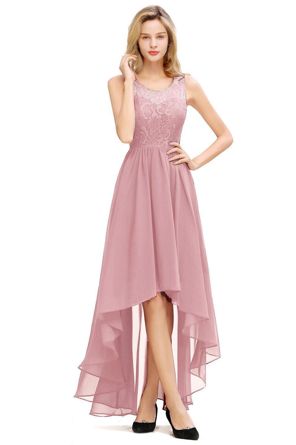 BMbridal A-line Hi-lo Chiffon Lace Bridesmaid Dress