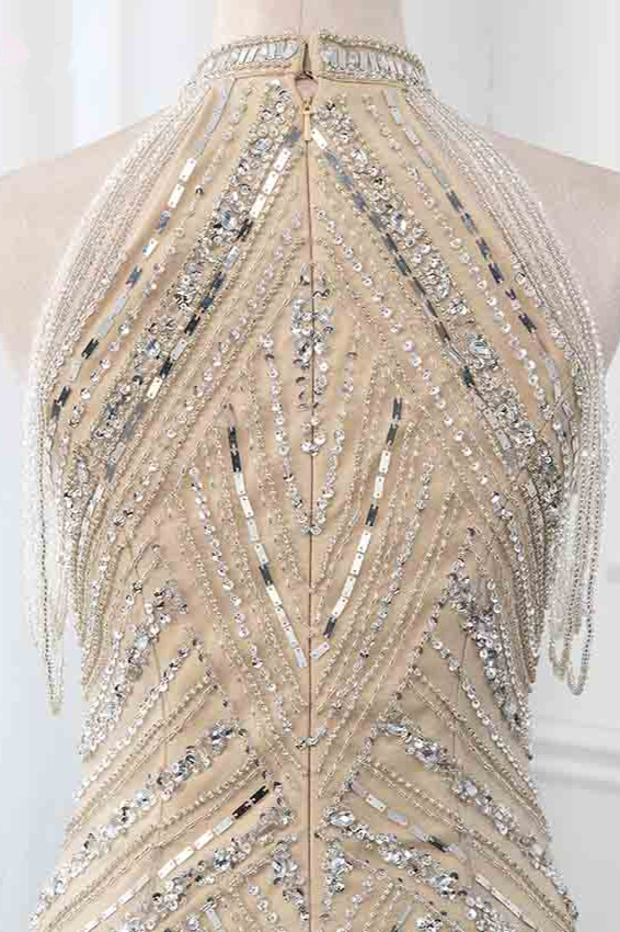 BMbridal Gorgeous High-Neck Sleeveless Mermaid Prom Dresses with Rhinestoes Online
