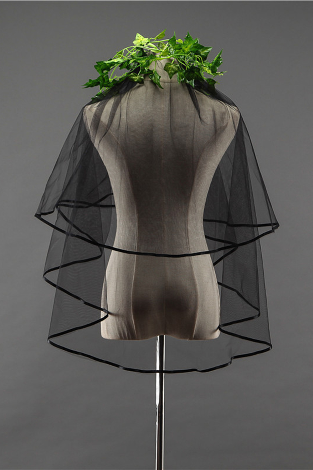 BMbridal Sexy Black Tulle Ribbon Edge Wedding Veil-BMbridal