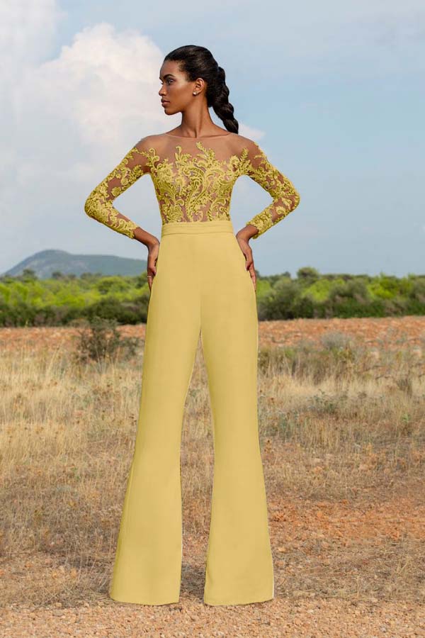High-Grade White Embroidery Extraordinary Waist Slim Fit Party Jump Suit