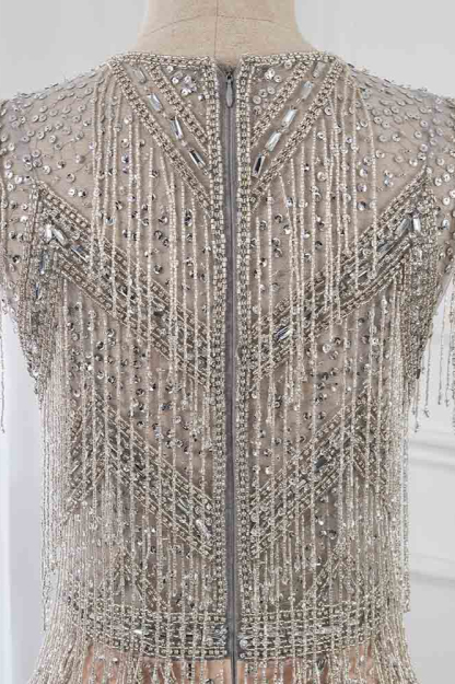 BMbridal Luxury V-Neck Silver Mermaid Prom Dresses with Crystals On Sale