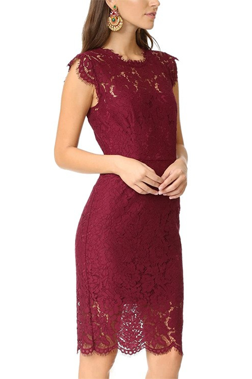 BMbridal Cap Sleeves Lace Mini Sheath Short Party Dress