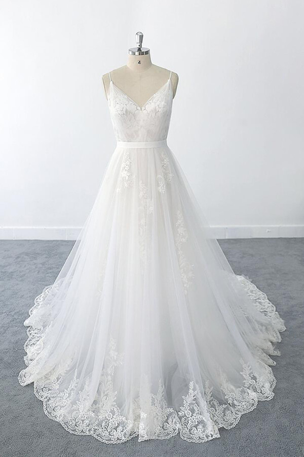 BMbridal Amazing Ruffle Appliques Tulle A-line Wedding Dress On Sale-BMbridal