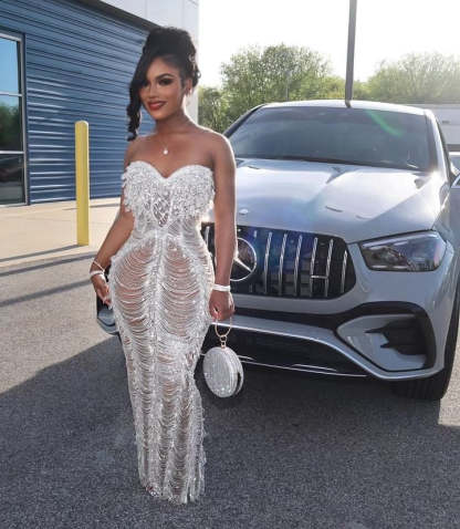 The Pink Barbie - 2026 Luxury Pink Crystal Illusion Mermaid Gown: Strapless Sweetheart with Sheer Bodice, Scalloped Beadwork & Floor-Length Silhouette