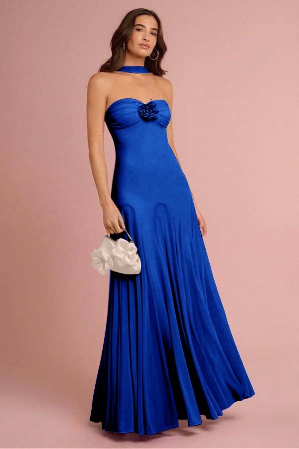 Sweetheart Strapless Sleeveless Long Prom Dress With Ruffles