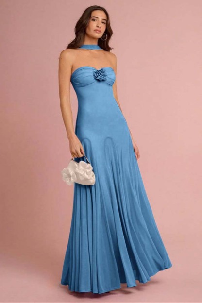 Sweetheart Strapless Sleeveless Long Prom Dress With Ruffles
