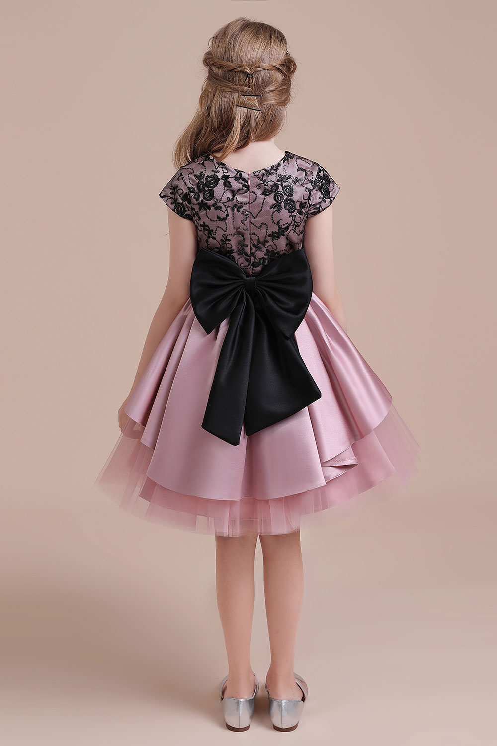 BMbridal A-Line Cap Sleeve Lace Tulle Knee Length Flower Girl Dress On Sale-BMbridal