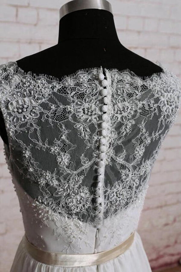 BMbridal Elegant Lace Chiffon A-line Wedding Dress Online-BMbridal