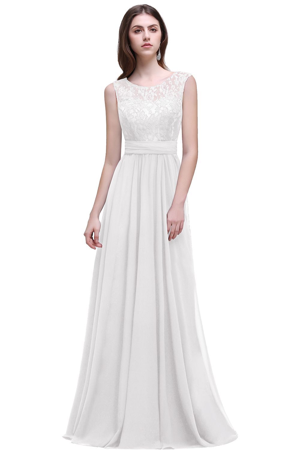 BMbridal Sleeveless Lace Long Chiffon Prom Dress Online