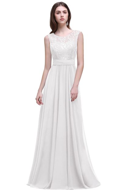 BMbridal Sleeveless Lace Long Chiffon Prom Dress Online