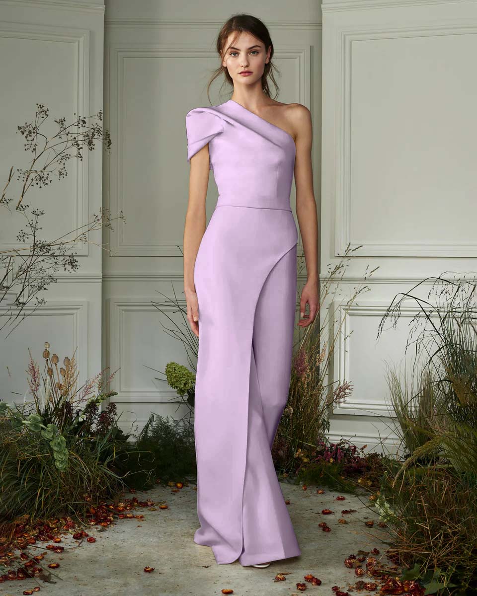 Chic White One-Shoulder Irregular Long Party Jump Suit