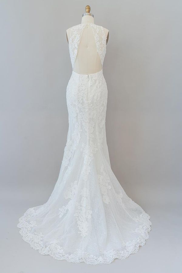 BMbridal Awesome Illusion Lace Mermaid Wedding Dress On Sale-BMbridal